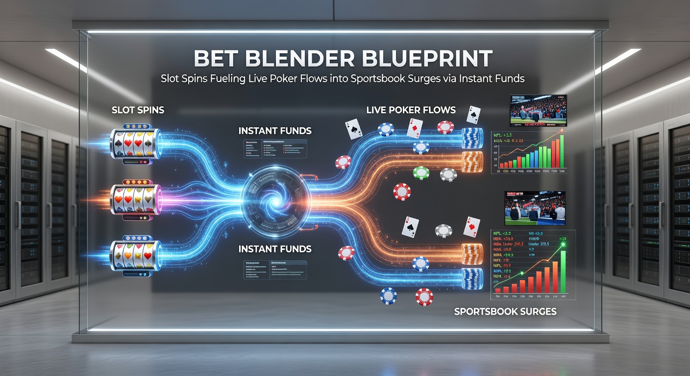 Close-up of a mobile screen displaying instant fund transfers from slots to poker tables and sportsbook bets, with tiered reward badges glowing