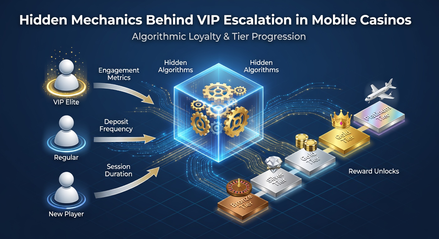 Digital illustration of a glowing VIP ladder ascending through a mobile casino app interface, symbolizing player progression tiers