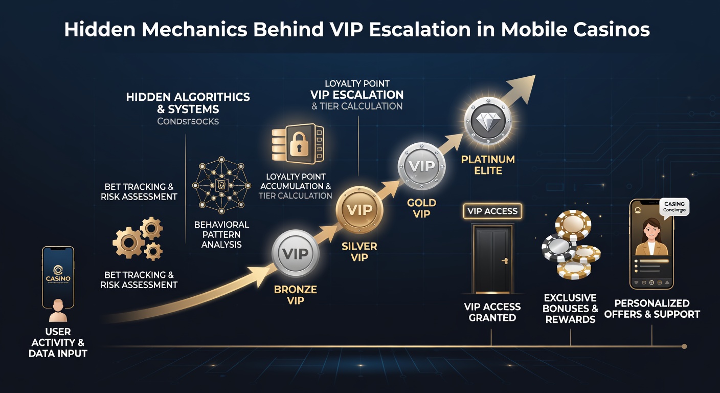 Infographic chart displaying VIP tier retention metrics and escalation curves in mobile casino platforms over a 12-month period