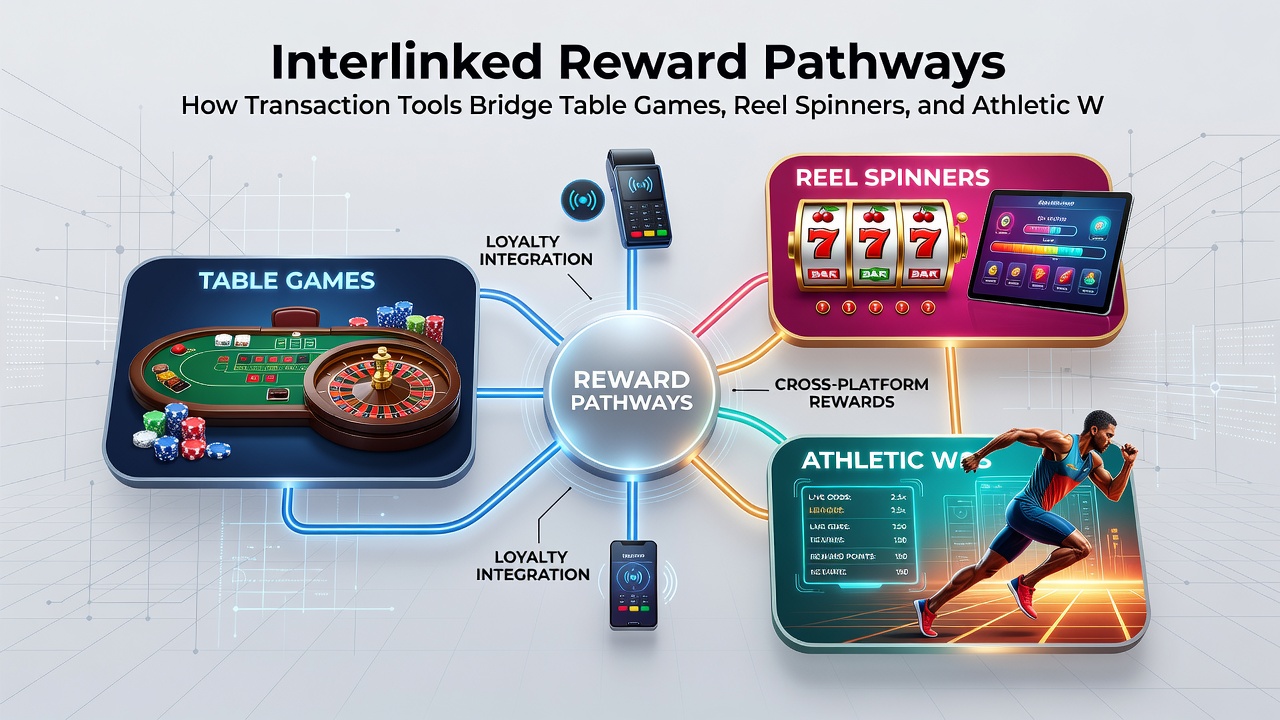 Smartphone screen displaying synchronized rewards across slots, tables, and sports betting sections