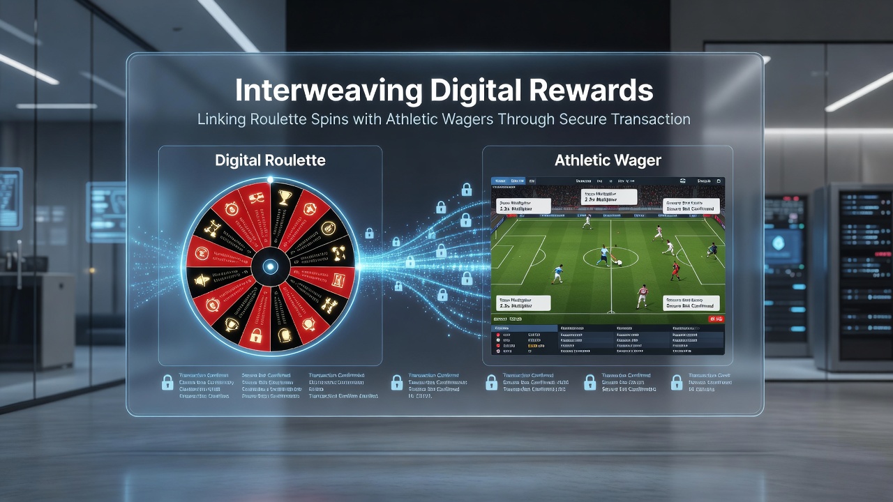 Mobile dashboard displaying linked roulette rewards converting into sports betting credits through secure gateway