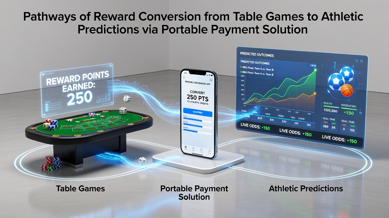Mobile screen showing reward conversion between table games and sports predictions